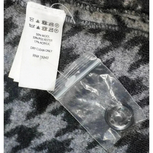 Max Studio Jacket Women Black Gray Knit Houndstooth Long Wool Blend Coat 1X - Picture 9 of 11